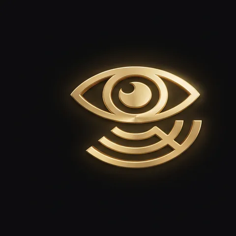 Gold eye icon with tracking waves